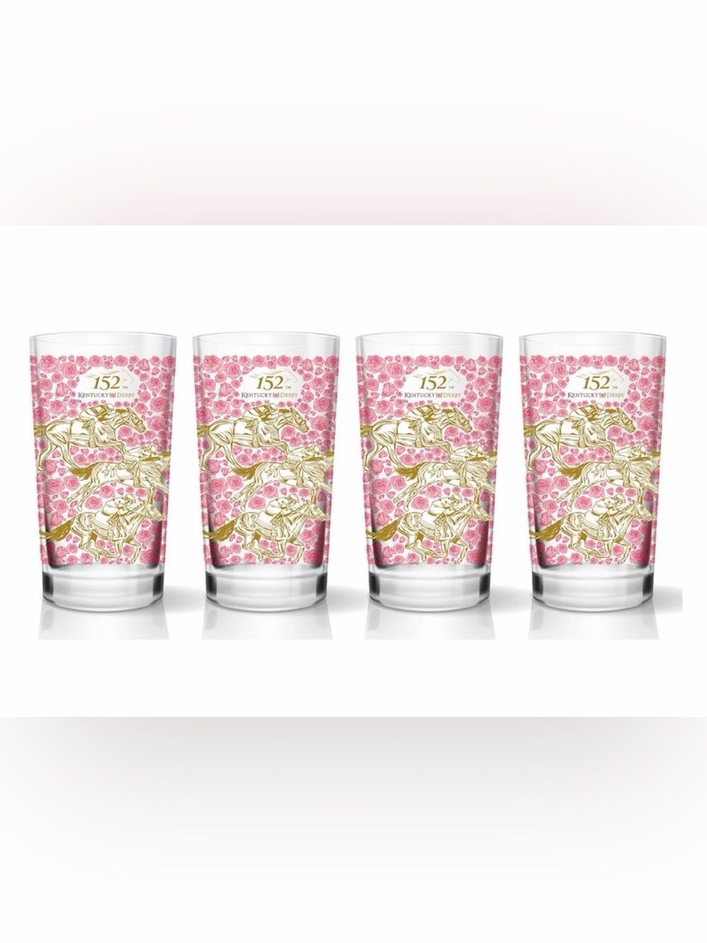 152nd Kentucky Derby Official Mint Julep Glasses 4 Churchill Downs 2026 Floral